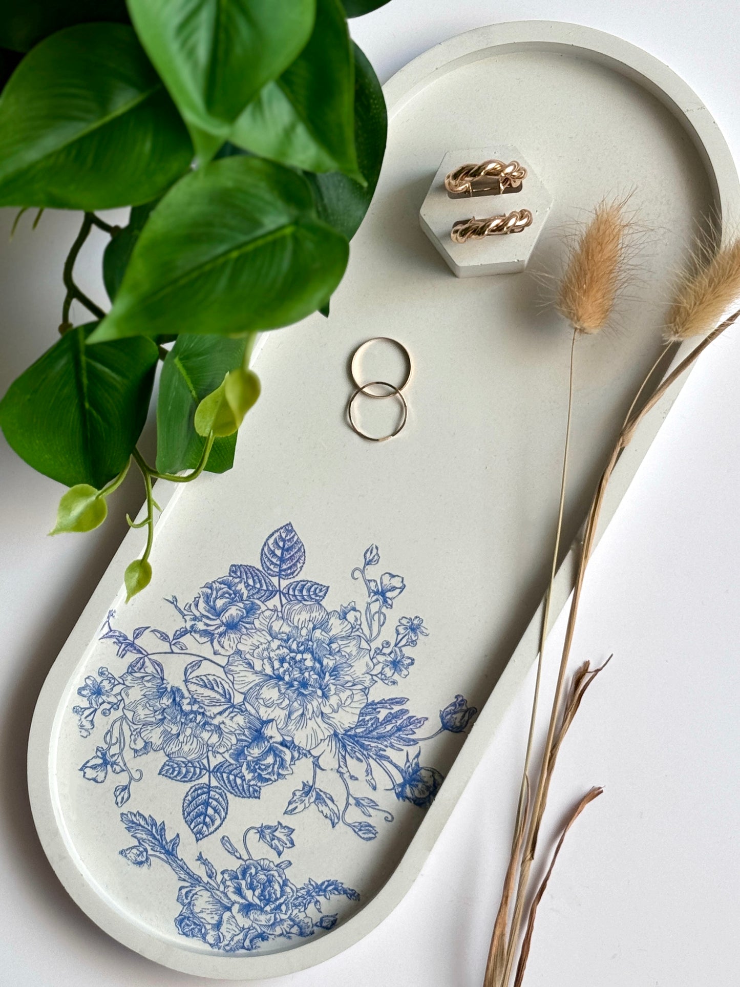 Blue & White ‘Porcelain’ Oval Tray