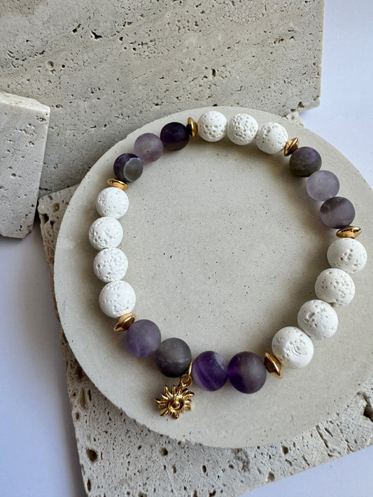 ‘Spring Cleansing’ Amethyst Crystal & Lava Bead Bracelet by Meris Creations
