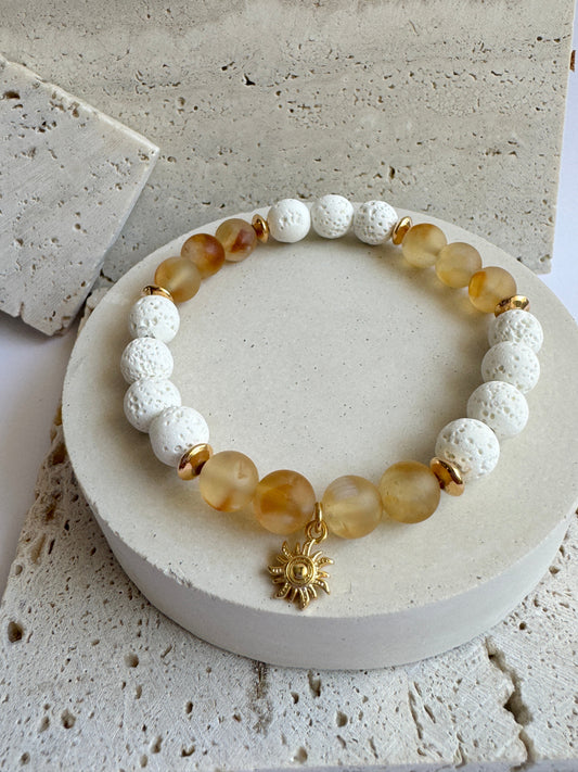 ‘Spring Cleansing’ Citrine Crystal & Lava Bead Bracelet by Meris Creations
