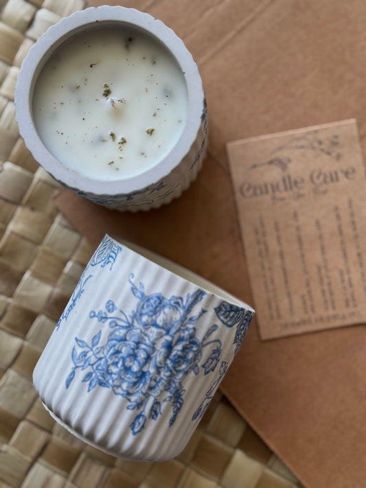 Blue & White ‘Porcelain’ Candle Set of 2