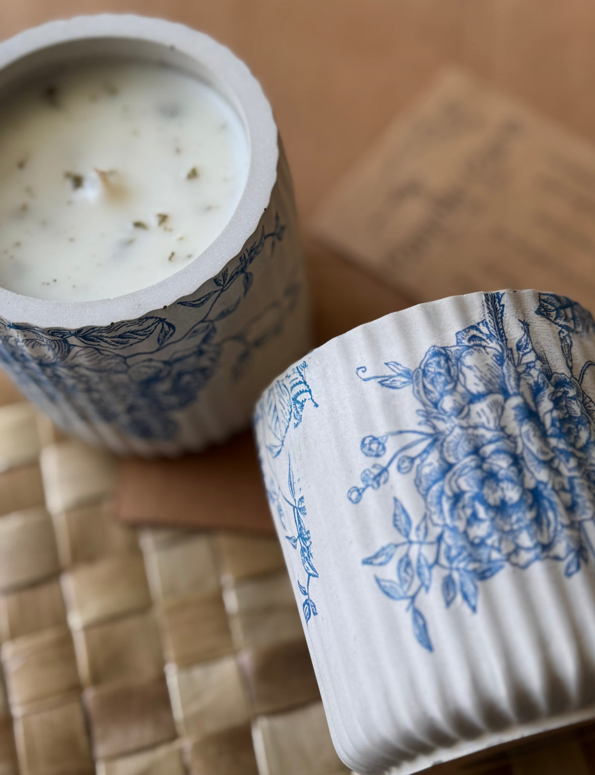 Blue & White ‘Porcelain’ Candle Set of 2