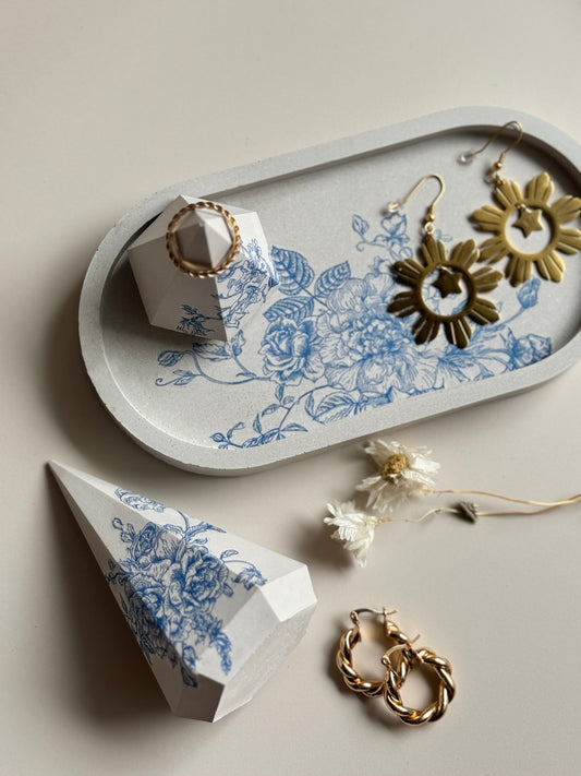 Blue & White ‘Porcelain’ Tray & Ring Holder Bundle