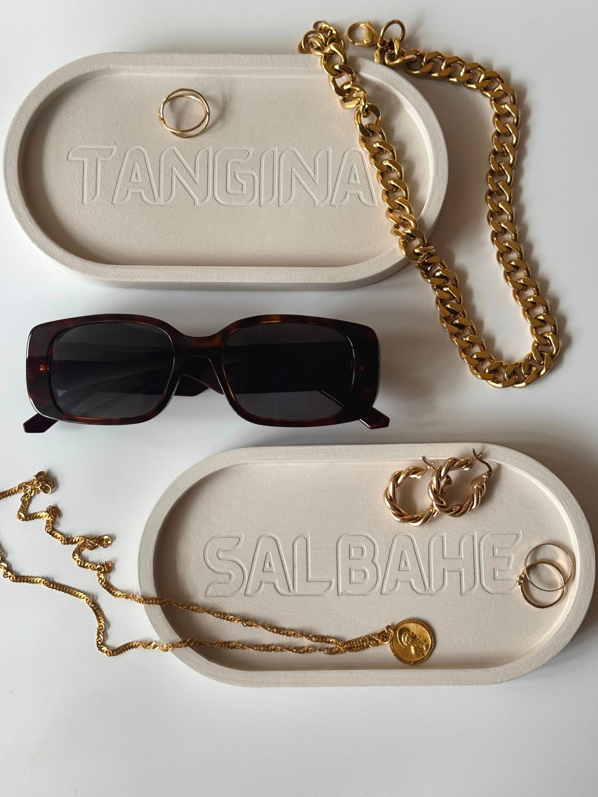 ‘Tagalog in Stone’ Oval Concrete Trays