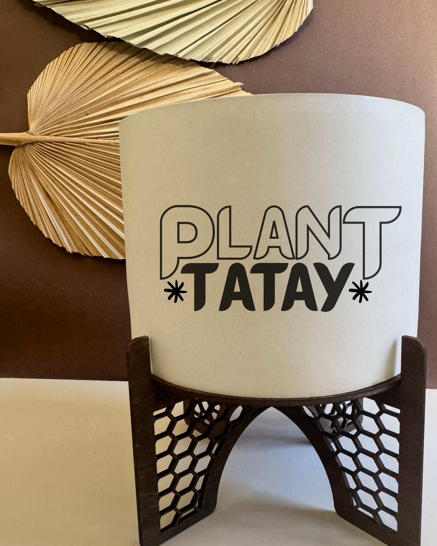 Concrete Planter Pot & Stand — Punny Tagalog Phrases