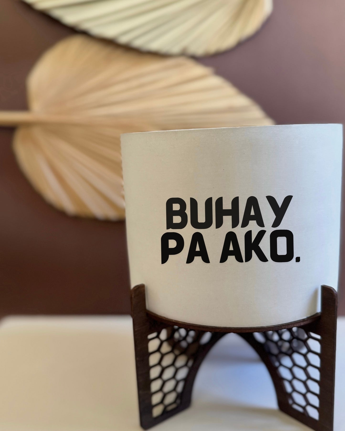 Concrete Planter Pot & Stand — Punny Tagalog Phrases