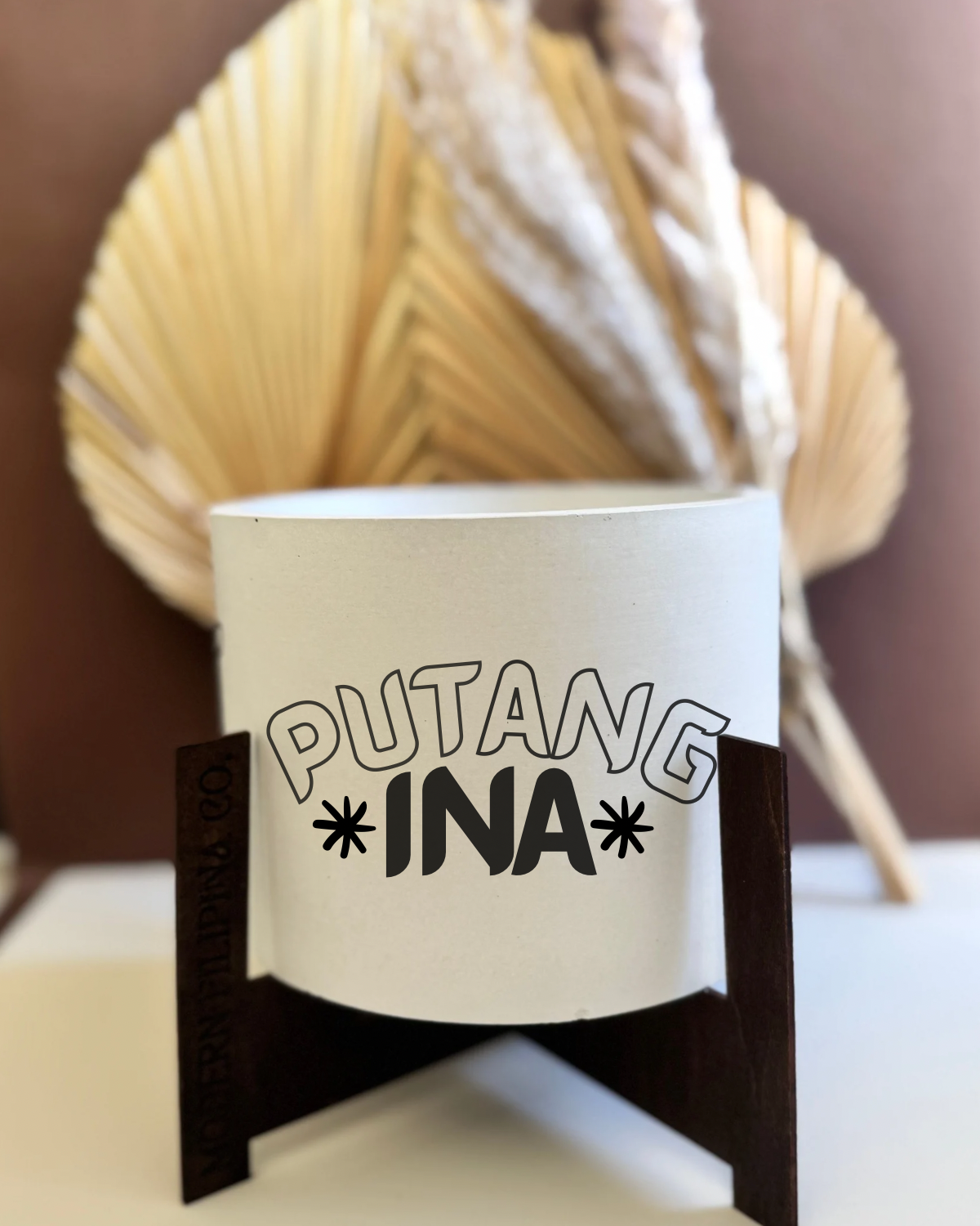 Concrete Planter Pot & Stand — Punny Tagalog Phrases